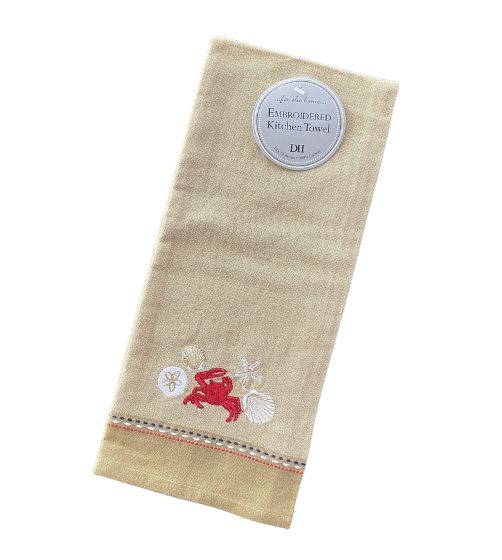 Crab Embroidered Dishtowel