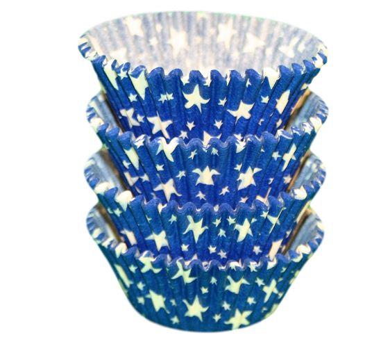 Blue with White Stars Baking Cups-Bake up some patriotic cupcakes with these Blue with White Stars Baking Cups. Standard size