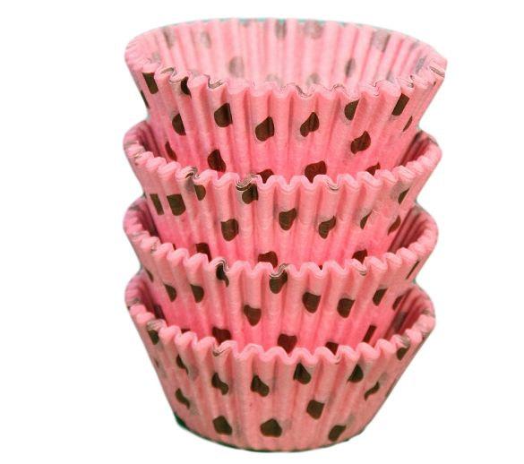 Pink with Brown Polka Dot Baking Cups - Standard