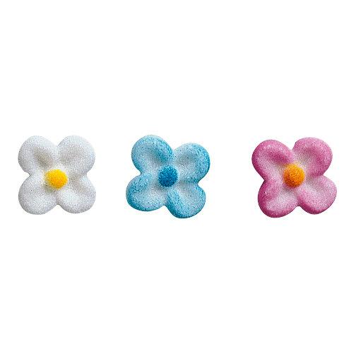 Cute Blossom Charm Dec-ons come in three colors, white, pink and blue and are 1/2" in size.